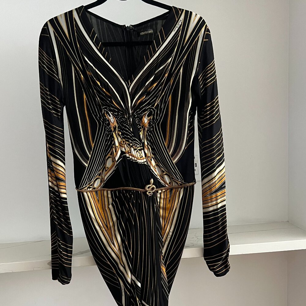 Roberto Cavalli Printed Long-Sleeve Dress